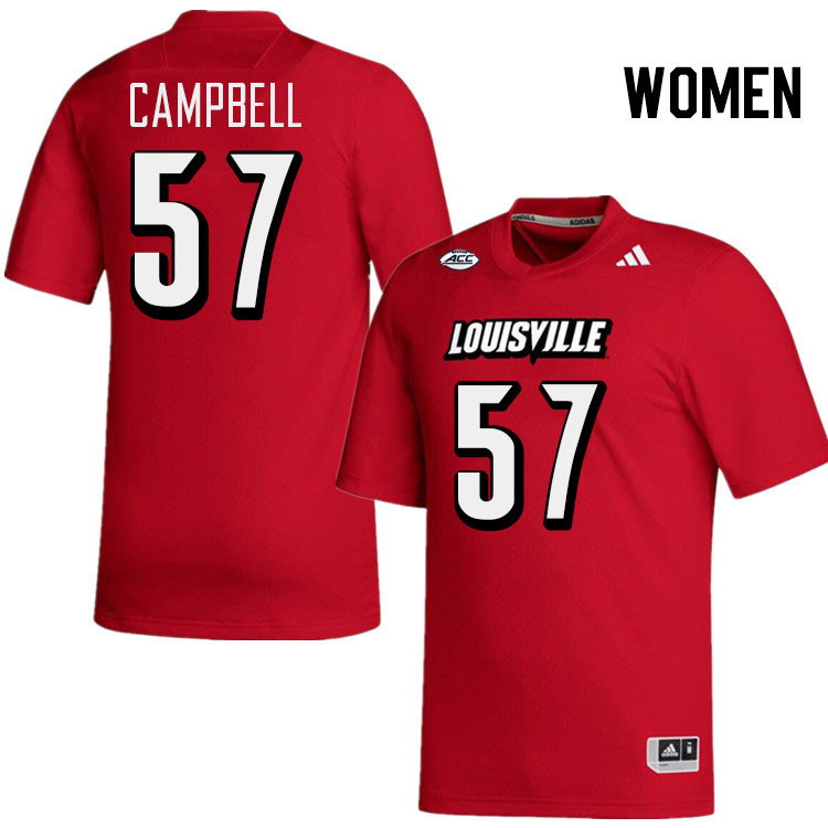 Women #57 M.J. Campbell Louisville Cardinals College Football Jerseys Stitched-Red